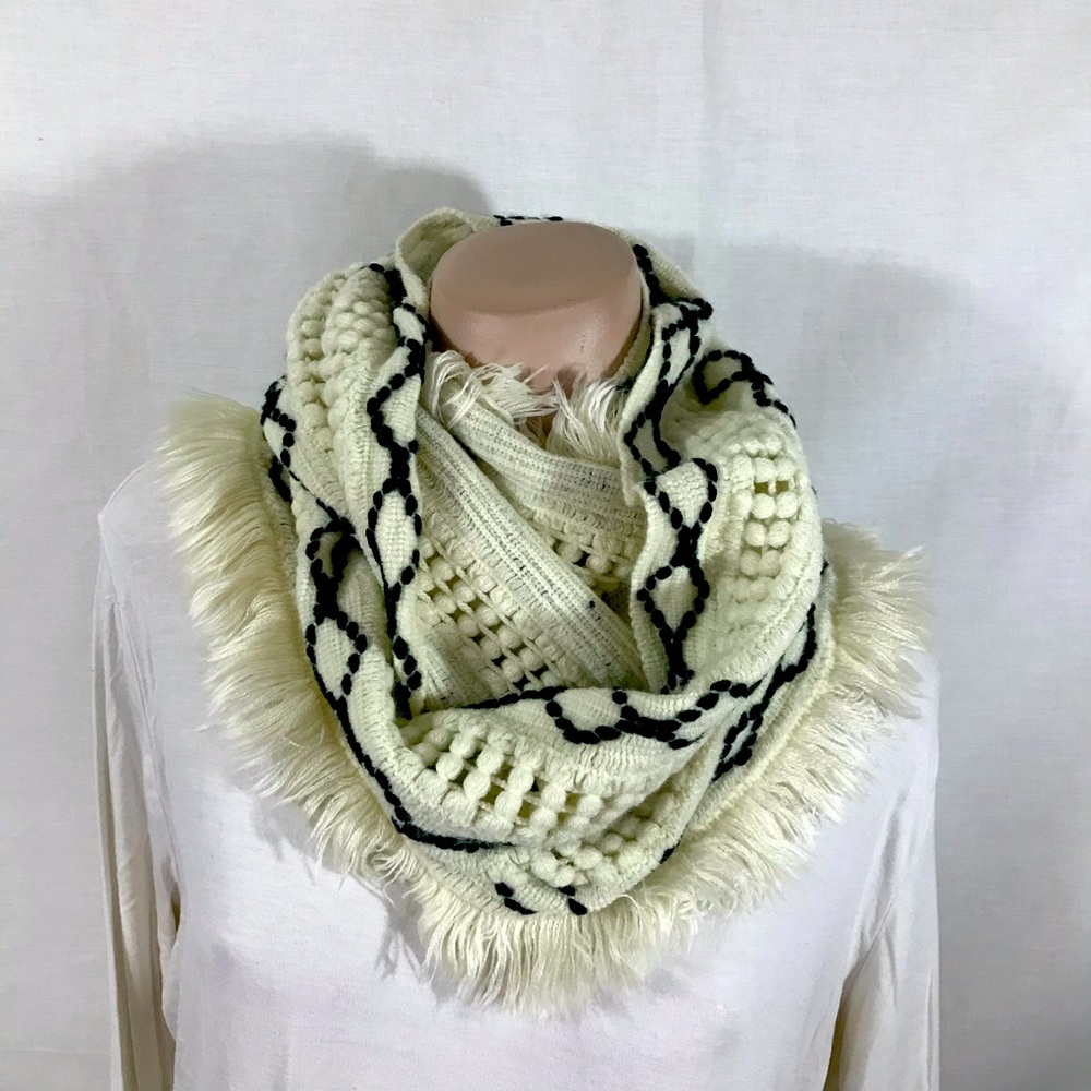 Black and white patterned scarf that I never wear